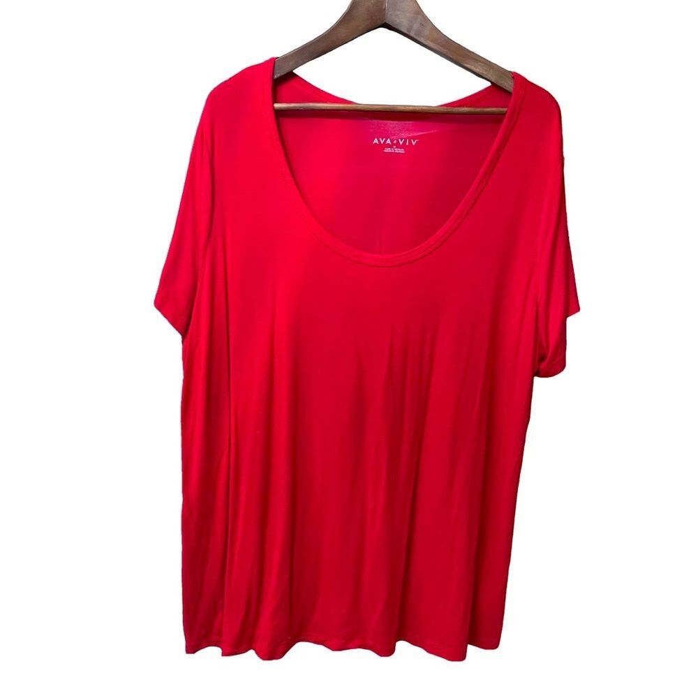 Ava & Viv Short Sleeve Top Red Women’s Sizes 2X